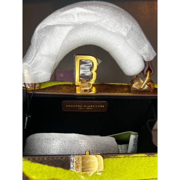 Brandon Blackwood Slim Trunk in Green Zebra Ponyhair with Brass Hardware - Picture 7 of 8